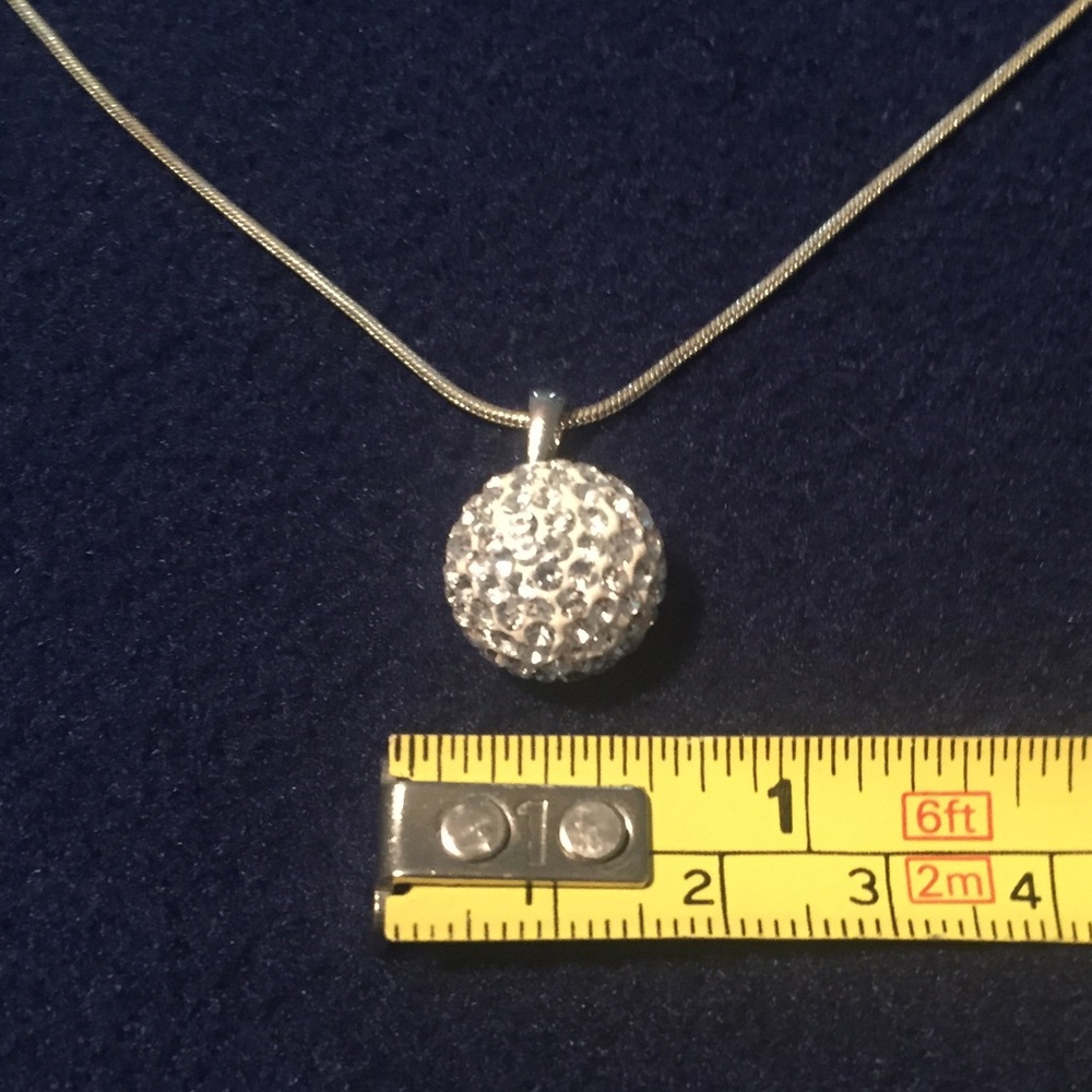 Silver and Crystal Ball Necklace